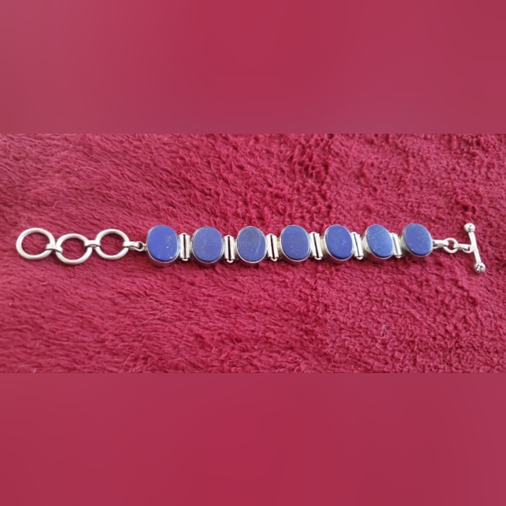 Vintage sterling Silver 925  and Lapislázuli Bracelet Genuine Natural Stone.